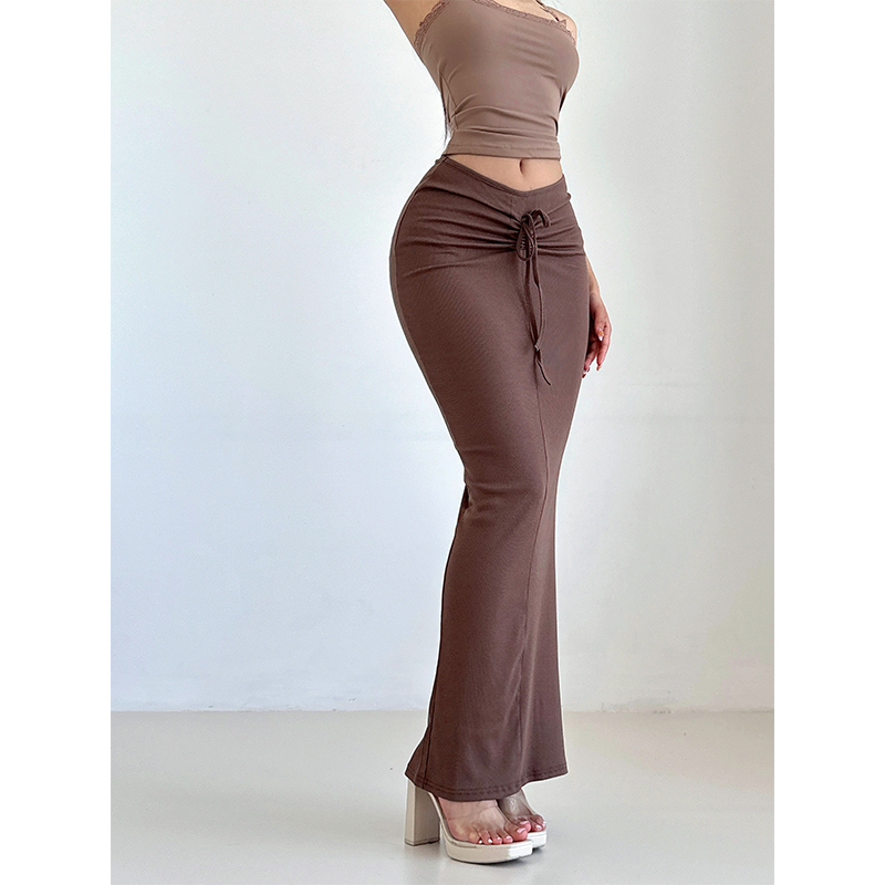 liviahomeV腰褶皱包臀半身裙