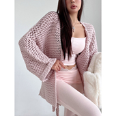 liviahome 慵懒风镂空针织开衫 外套女宽松显瘦百搭休闲毛衣上衣