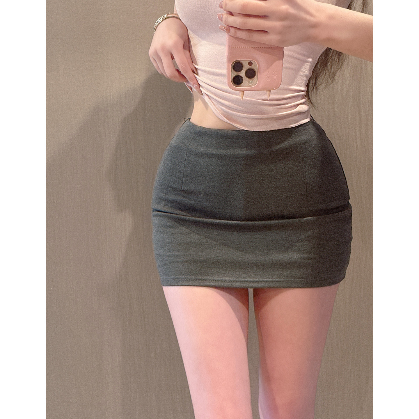 liviahome 姐感纯欲高腰丰胯显瘦包臀半身裙女性感防走光韩系短裙