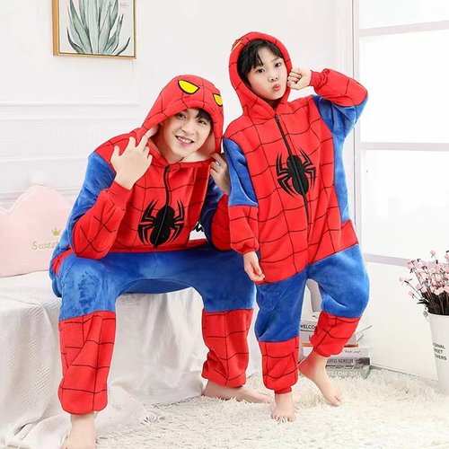 儿童蜘蛛侠连体睡衣秋冬中大男童