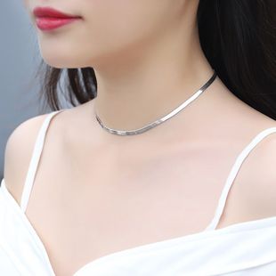 925纯银choker蛇骨链项链女刀片颈链短款脖链锁骨ins冷淡风银项圈