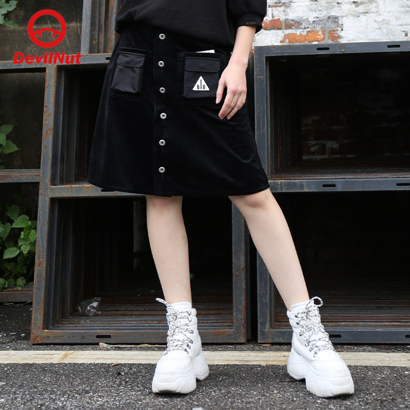 DEVIL NUT潮牌 恶魔 21秋季新款女式高腰多扣休闲牛仔裙 BIB STO在类目 女装/女士精品, 半身裙中 - 来自Buy2taobao.com提供专业的淘宝代购服务