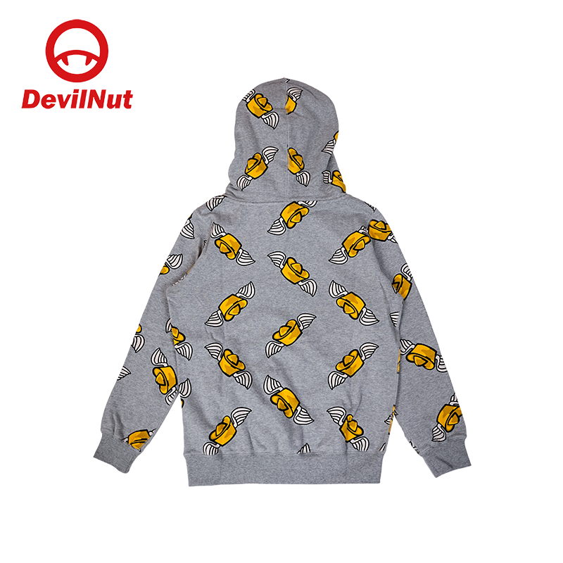DEVIL NUT恶魔印花连帽卫衣男女同款潮牌美式拉链衫