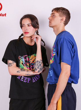 DEVIL NUT潮牌 恶魔男女同款情侣纯棉短袖T恤猪年印花-生肖猪 SNT