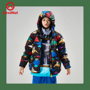 ANT 四大天王 DEVIL NUT潮牌恶魔情侣无性别有帽保暖保暖短羽绒服