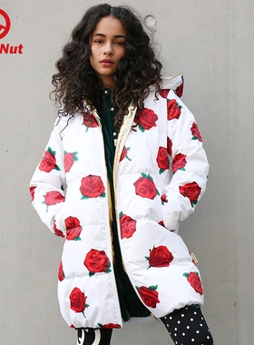 DEVIL NUT潮牌恶魔女款玫瑰保暖保暖撞色长袖羽绒服-DNP ANT