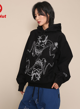 DEVIL NUT恶魔 潮牌  情侣款男女同款 基础帽套卫衣-BF AET