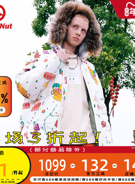 DEVIL NUT潮牌恶魔21秋冬无性别情侣款保暖羽绒服火锅图案 ATO