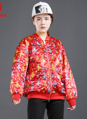 DEVIL NUT潮牌  恶魔 红色拉头迷彩 特宽松 女式 棒球衫 BIB AFV