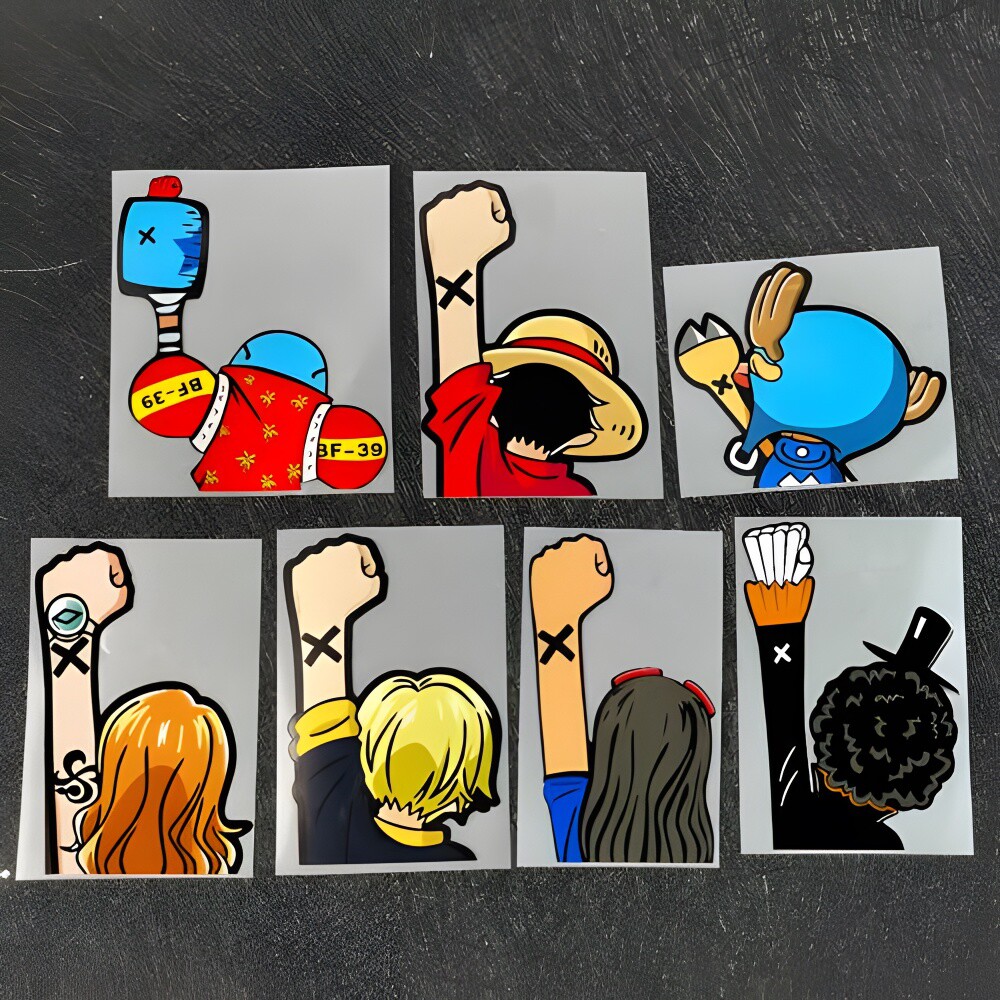 海贼王路飞乔巴索隆举手背影贴纸汽车装饰贴后窗车贴个性创意反光