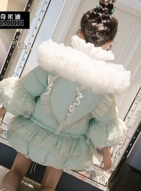 奇米迪女童羽绒服中长款加厚2023儿童保暖冬装女孩公主羽绒外套冬