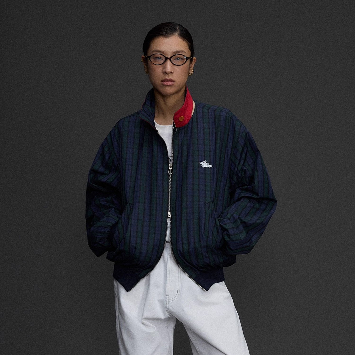 年九一口贰 逐鹿哈灵顿夹克秋季新款小众设计感恶搞格子美式外套