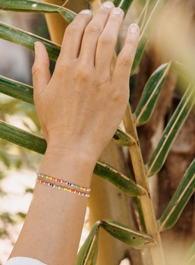 小众设计简约天然淡水珍珠手绳混搭彩虹Miyuki米珠串珠手链女ins