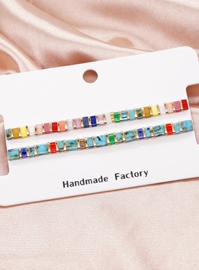 小众波西米亚玻璃珠手工串珠手链