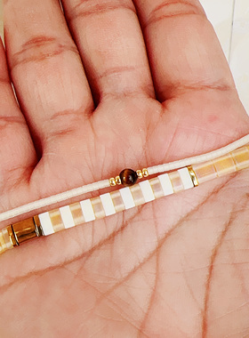 MLGM新款搭配暖黄tila珠治愈手链 欧美风个性轻奢御幸珠小手链女