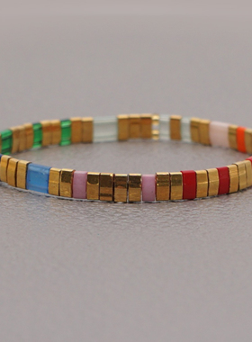MLGN幸运平安结活动可调节手链春霞彩色进口tila珠串珠小手链好看
