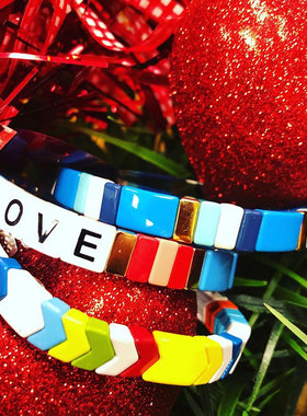 小众波西米亚风锌合金烤漆手链