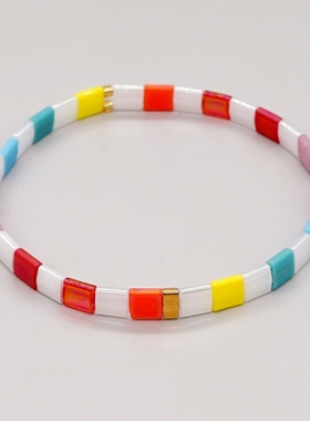 小众设计简约波西米亚风tila日本进口御幸珠手串 初春夏彩虹手链