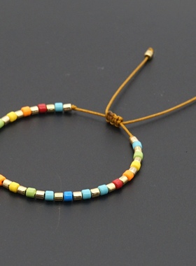 小众设计波西米亚风彩虹手串 ra同款搪瓷合金烤漆夏日彩色小手链