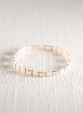 MLGM小众轻奢个性浅粉透明tila珠手链女ins波西米亚风叠戴手串女