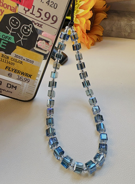 MLGM手工串珠方糖水晶手机链 适用所有手机壳挂件 高级感手机绳