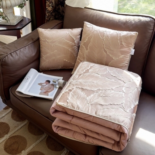 全棉浮雕提花抱枕被子二合一两用靠垫沙发办公午睡毯车载车用纯棉