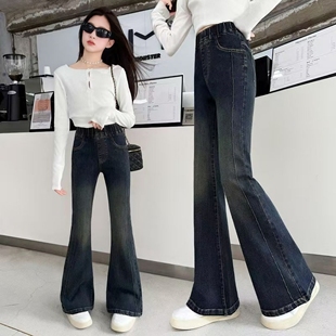 女童牛仔裤春2025新款儿童韩版阔腿裤小女孩长裤中大童休闲喇叭裤