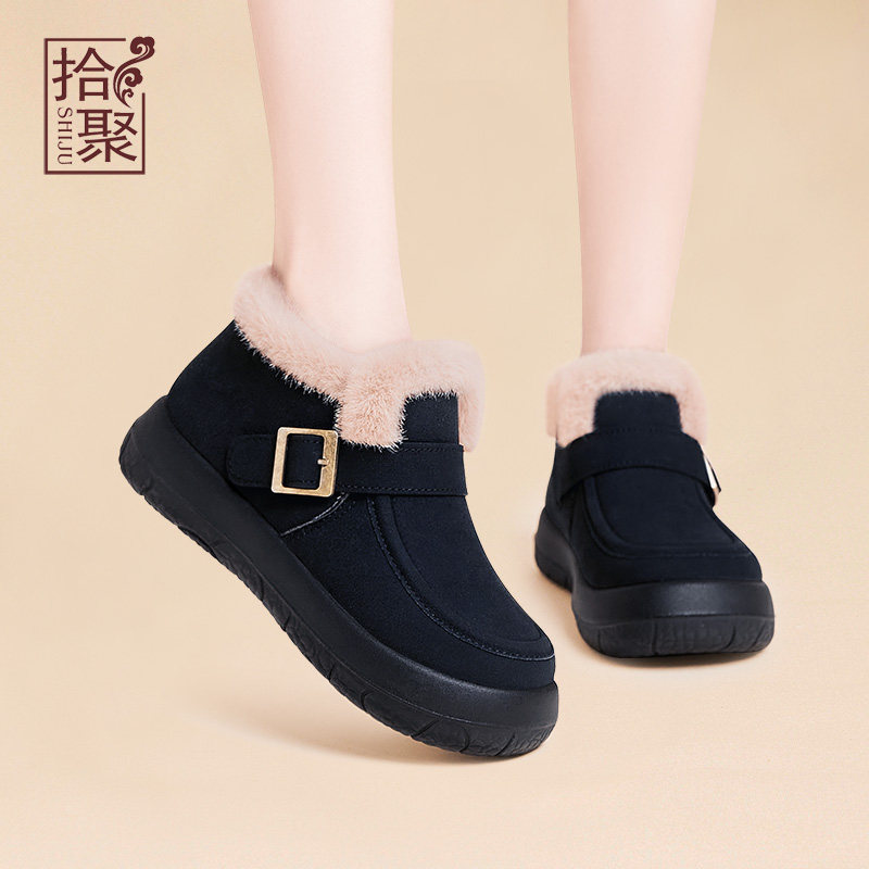 拾聚2025新款冬季女鞋加绒棉鞋老北京布鞋女靴子妈妈保暖雪地靴女,女鞋,时尚雪地靴,淘宝优惠券,粉丝福利购,淘宝优惠卷