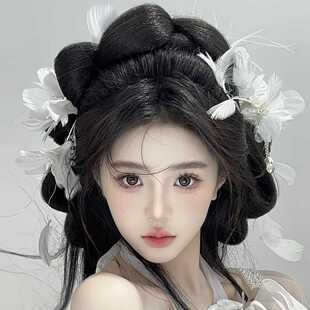 汉服发箍头饰手工原创发冠流苏少女古风仙气白色羽毛发饰蝴蝶头箍