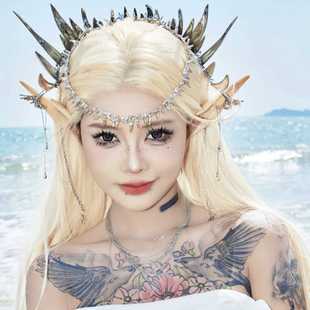 荆棘皇冠巴洛克复古金属发冠小众朋克设计感女王光环御姐神秘头饰