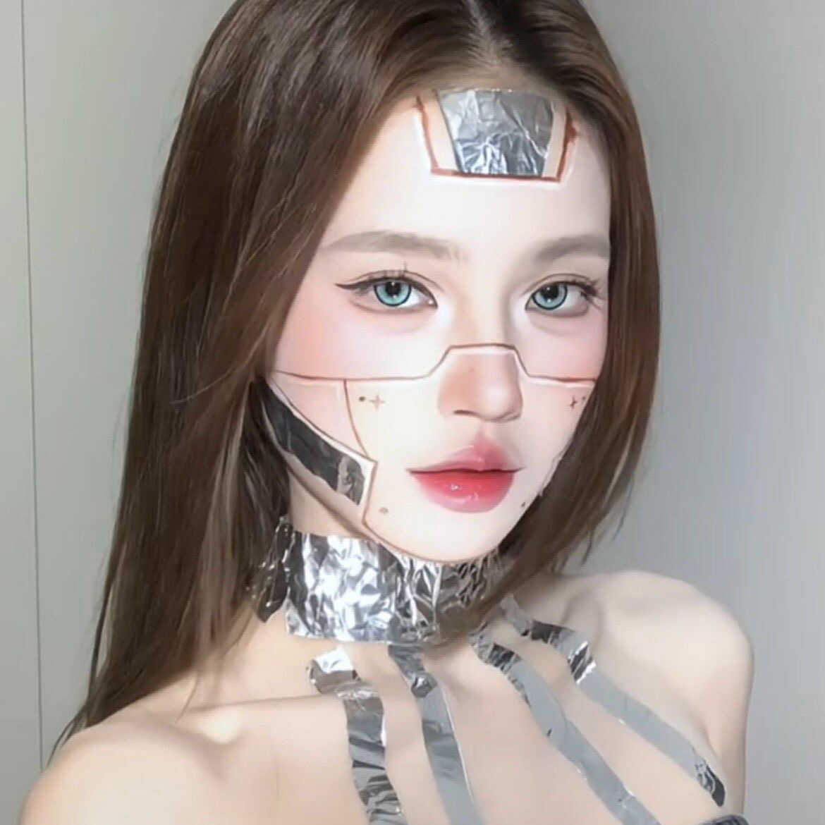 小红书同款自粘脸贴AI未来感原创