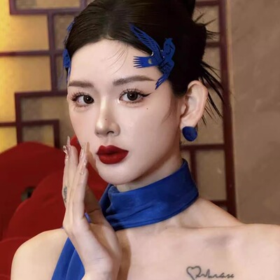 韩子造型剪纸头饰植绒新中式国风