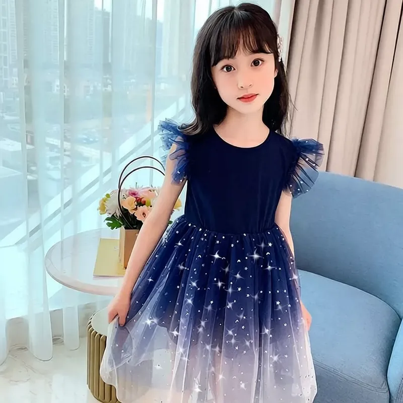 女童夏装星空渐变公主连衣裙