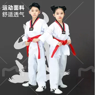 跆拳道服儿童成人长袖短袖纯棉男女夏秋款初学训练跆拳道裤子服装