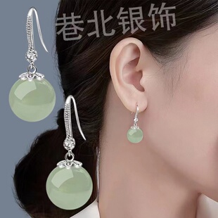 2024年新款天然东陵玉耳环925纯银耳坠上档次时尚气质个性耳饰女