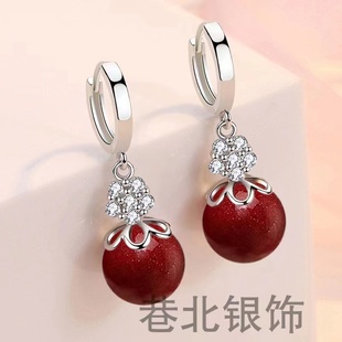 富贵花开2024年新款朱砂耳环925纯银高级感耳坠气质上档次耳饰女
