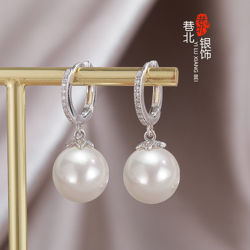 925纯银珍珠耳环韩国复古百搭珍珠耳坠长款气质防过敏女耳饰耳钉
