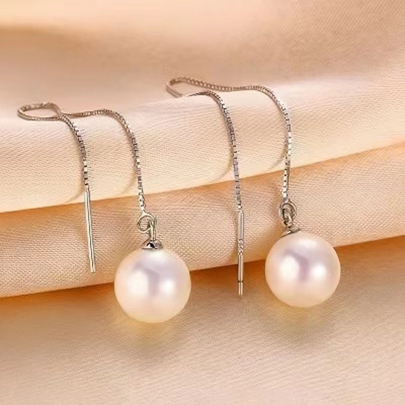 长款流苏贝珍珠s925纯银足银防过敏耳线简约气质百搭耳环爆款耳坠,饰品/流行首饰/时尚饰品新,耳线,淘宝优惠券,粉丝福利购,淘宝优惠卷