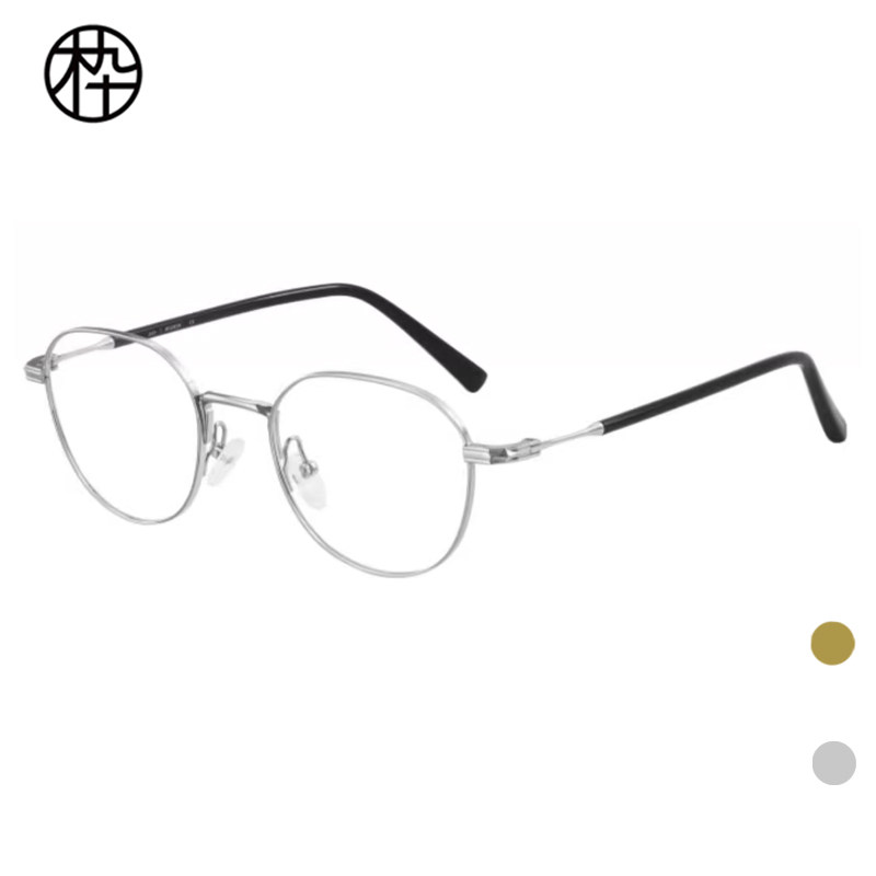 木九十专柜正品MJ101FK079金属小圆框板材包裹钛金属镜腿时尚镜架