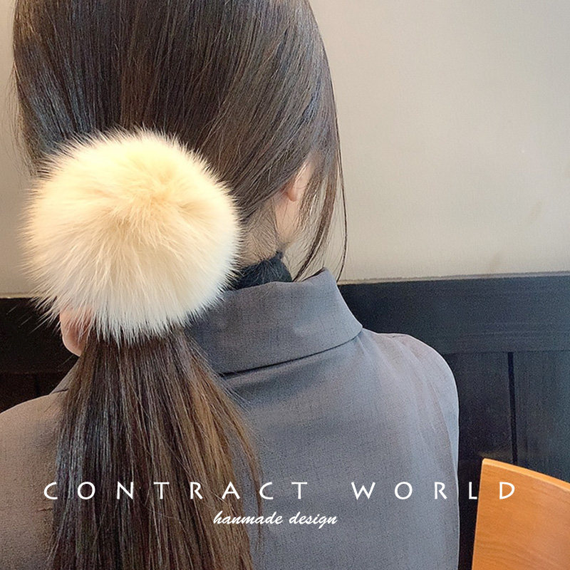 韩国头绳毛绒绒发饰毛球发圈简约扎头发皮筋可爱网红百搭马尾发绳