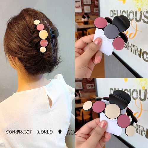 洗澡发夹后脑勺日韩彩色圆形马尾