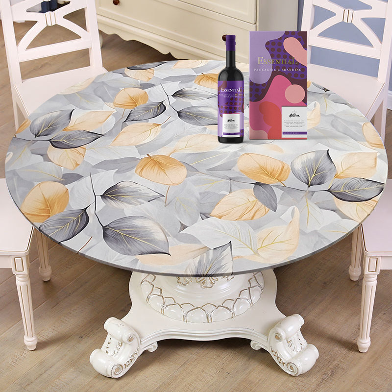 圆桌套罩松紧带全包边台布现代桌垫 圆桌布PVC防水防油免洗茶几垫