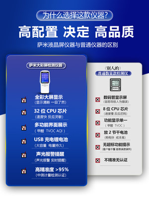 萨米甲醛检测仪器专业家用新房高精度空气质量测试仪室内盒纸醇