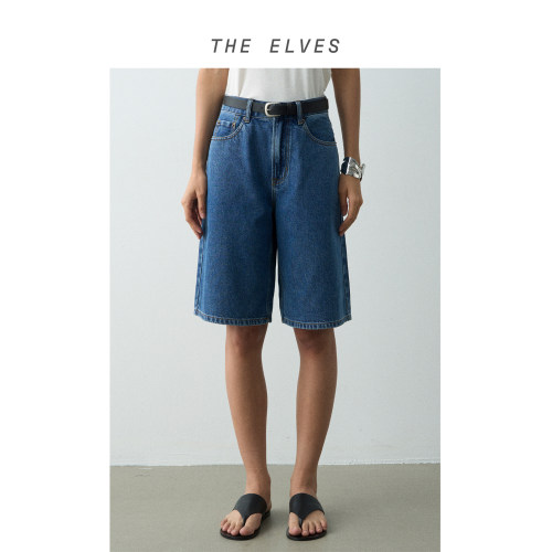 THE ELVES 夏季薄款休闲丹宁梨形显瘦 中裤五分裤牛仔裤短裤女A37
