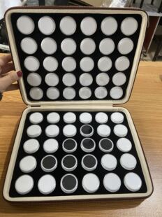 60只小圆珠盒圆形宝石珠宝拉链包裸钻戒面美甲展示盒子收纳首饰箱