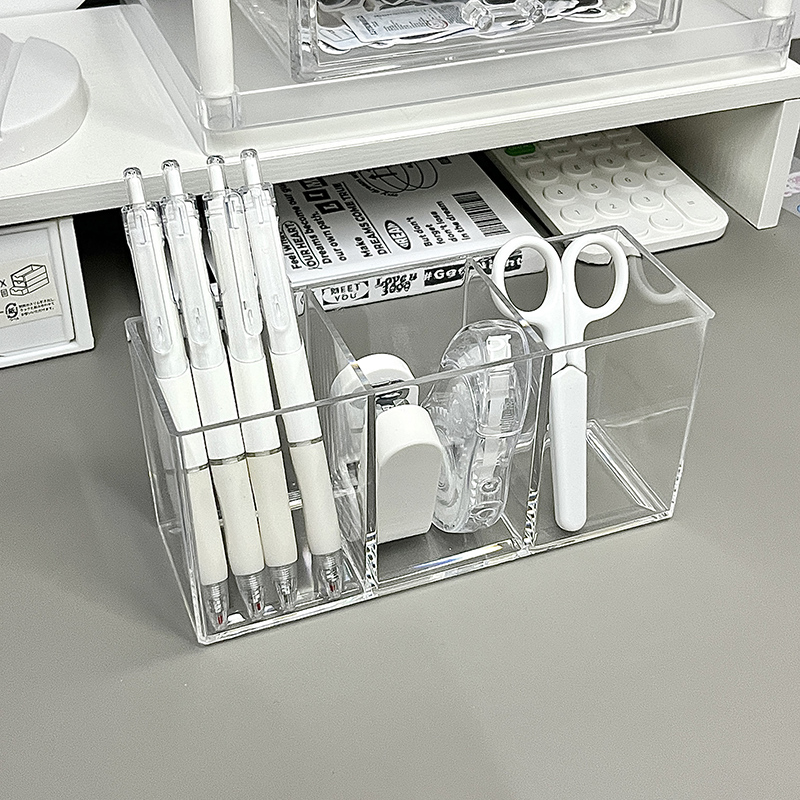 透明亚克力学生笔筒分格桌面收纳