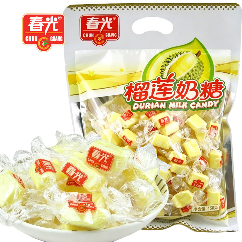 榴莲奶糖 春光榴莲奶糖450g海南三亚特产榴莲糖软糖喜糖糖果零食