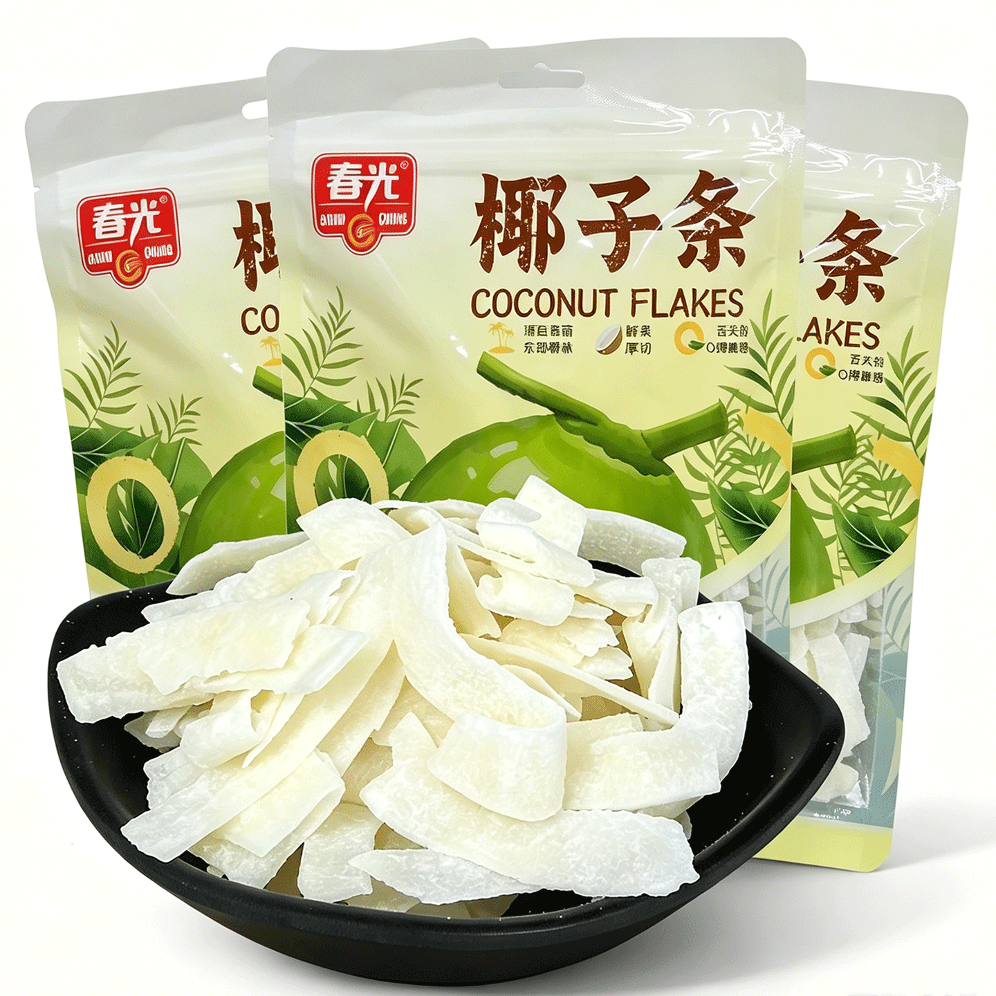 海南特产春光椰子条258g*1袋装 海南椰子片 椰肉条蜜饯椰果干椰片