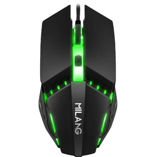 米狼M5有线鼠标USB七彩发光家用游戏cf电竞笔记本台式 机黑色鼠标