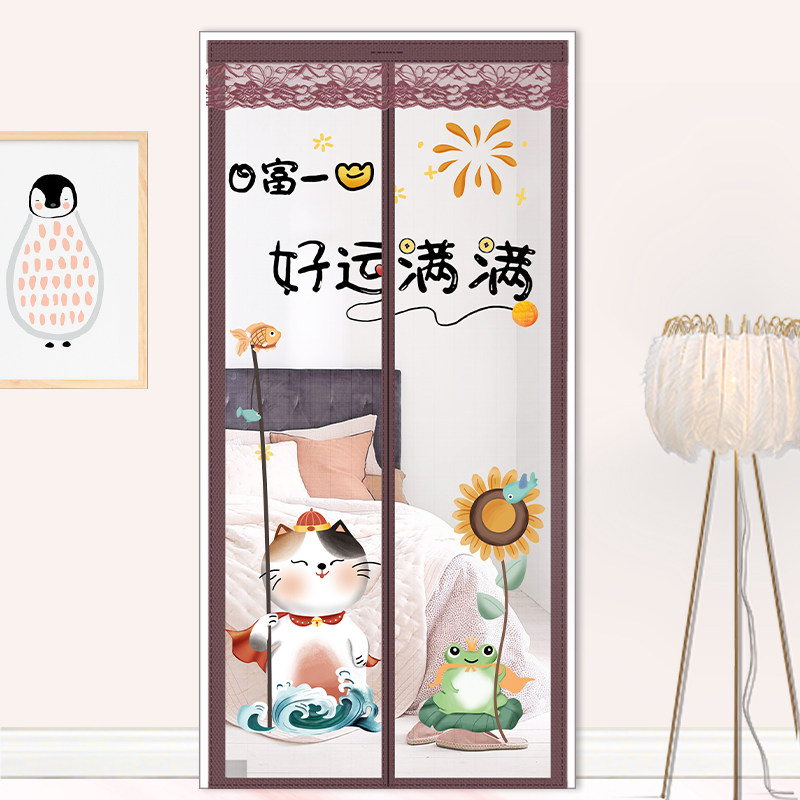 卡通款数码印花加密防蚊门帘图片